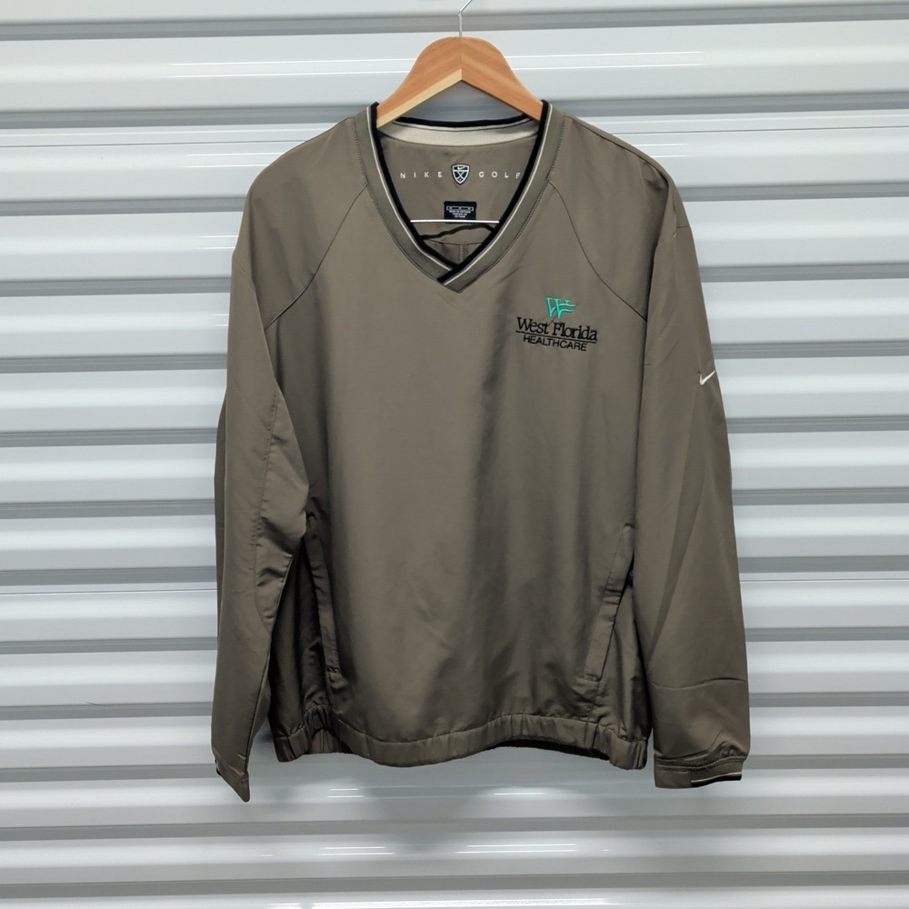 Nike Golf Pullover Size M Mens Taupe Brown V-Neck Windbreaker West Florida Logo — photo 2